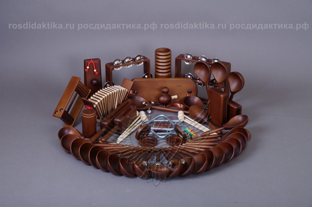 Комплект шумовых музыкальных инструментов тонированный без росписи "Шоколад" (2 категория)
