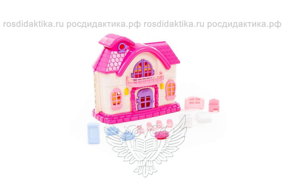 Кукольный домик "Сказка" с набором мебели (12 элементов) (в пакете)