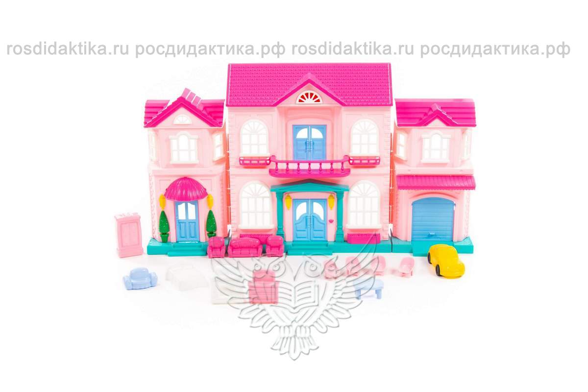 Кукольный домик "София" с набором мебели и автомобилем (14 элементов) (в пакете)