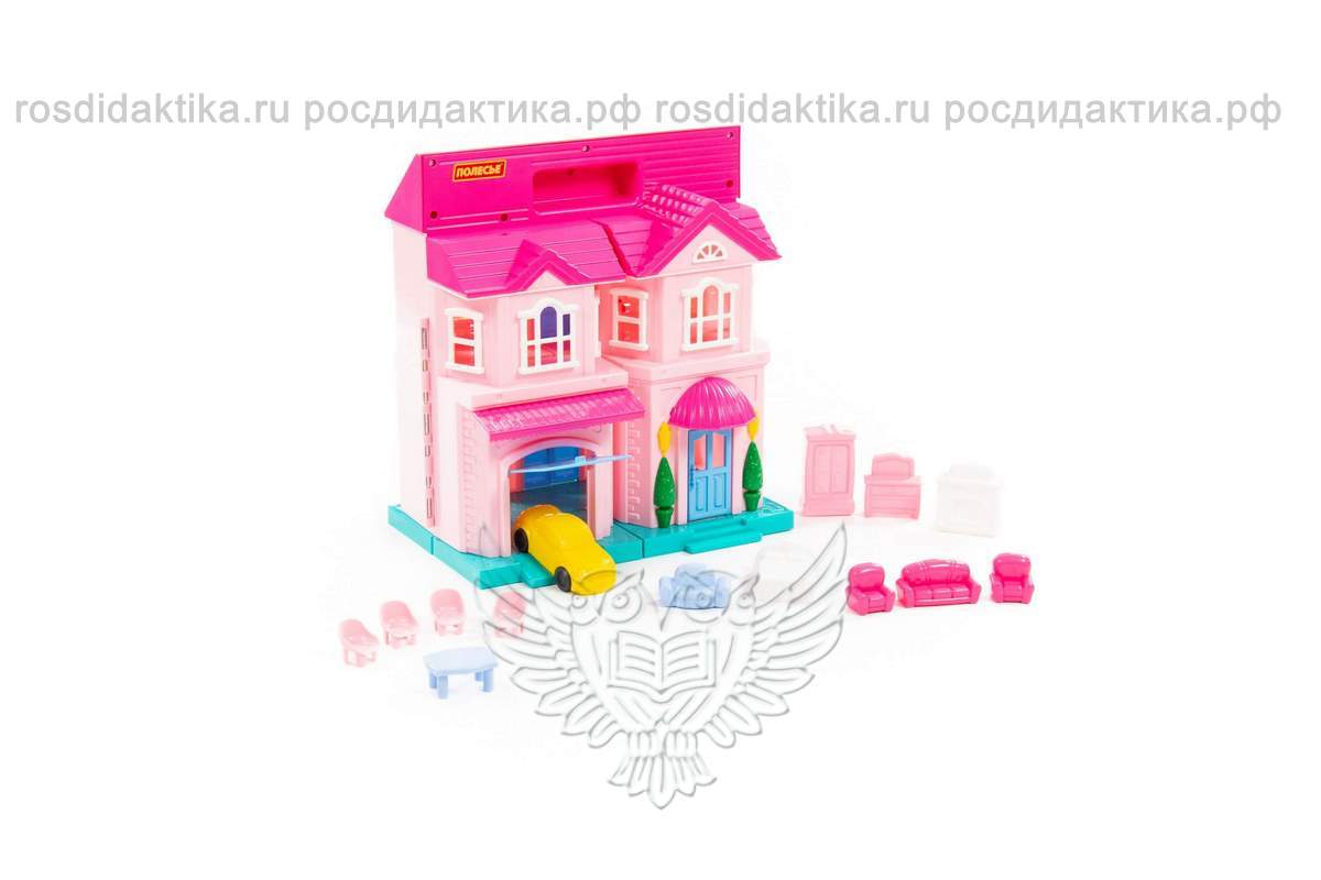 Кукольный домик "София" с набором мебели и автомобилем (14 элементов) (в пакете)
