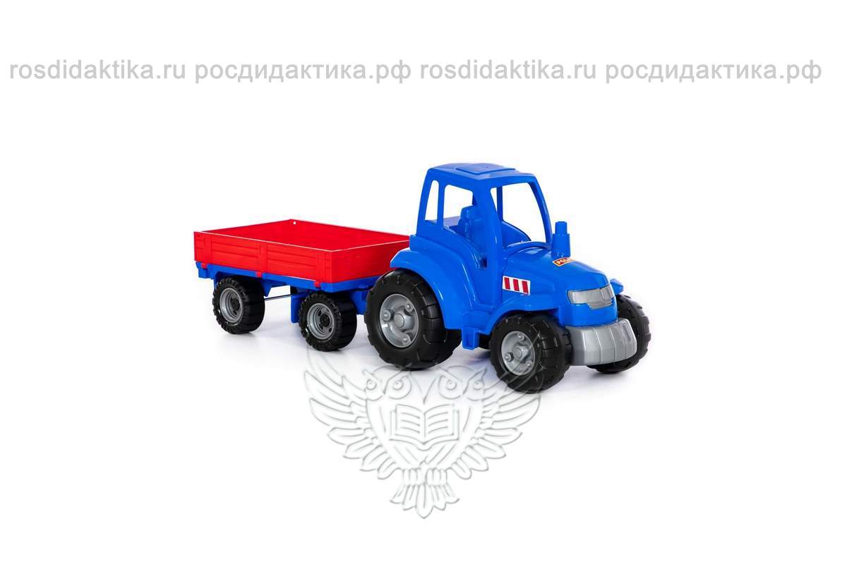Трактор "Чемпион" (синий) с прицепом (в сеточке)