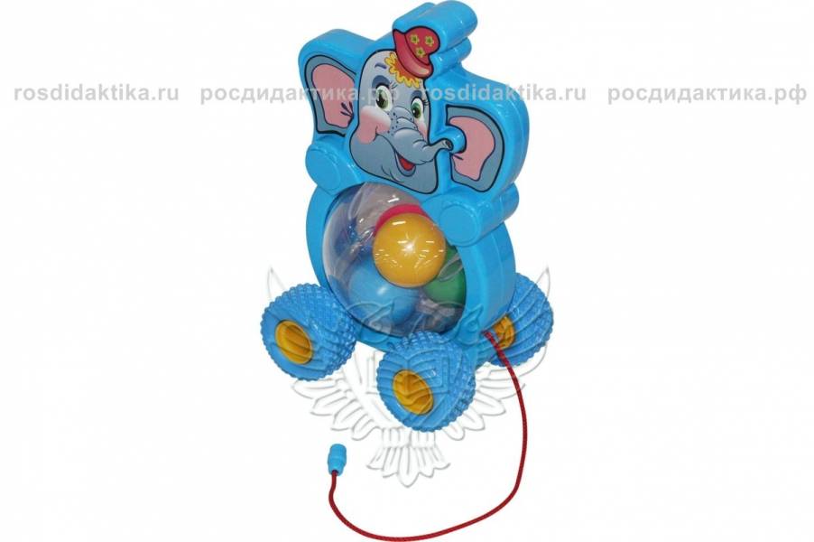 Каталка игрушечная на шнурке "Бимбосфера - Слонёнок"