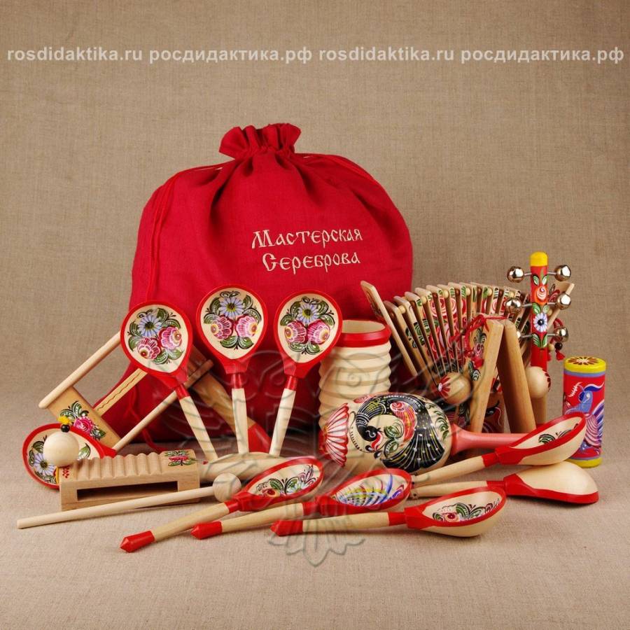 Комплект шумовых музыкальных инструментов с художественной росписью "Весёлый туесок" (2 категория)
