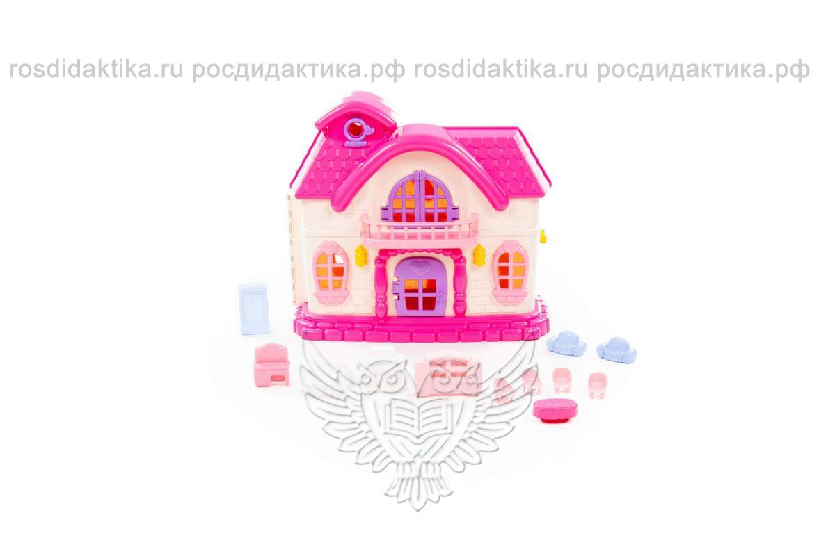 Кукольный домик "Сказка" с набором мебели (12 элементов) (в пакете)