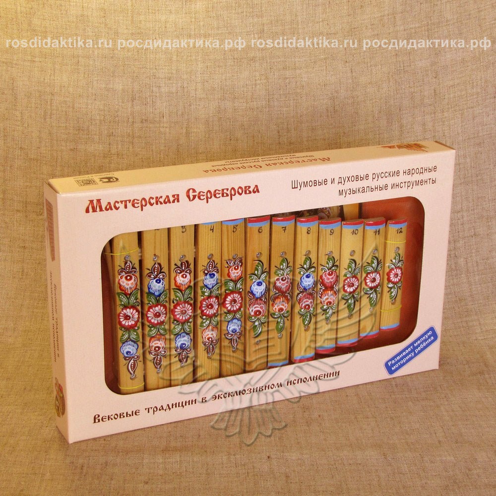 Ксилофон с художественной росписью диатонический Ля мажор (12 пластин на низком резонаторе, ель)