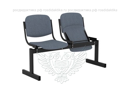 Блок стульев двухместный мягкий, м/к, ткань, откидной, 1200х560х460/800