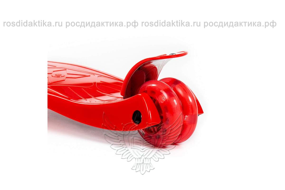 Детский самокат со складной ручкой (красный) (в коробке)