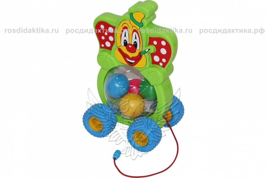 Каталка игрушечная на шнурке "Бимбосфера - Клоун"