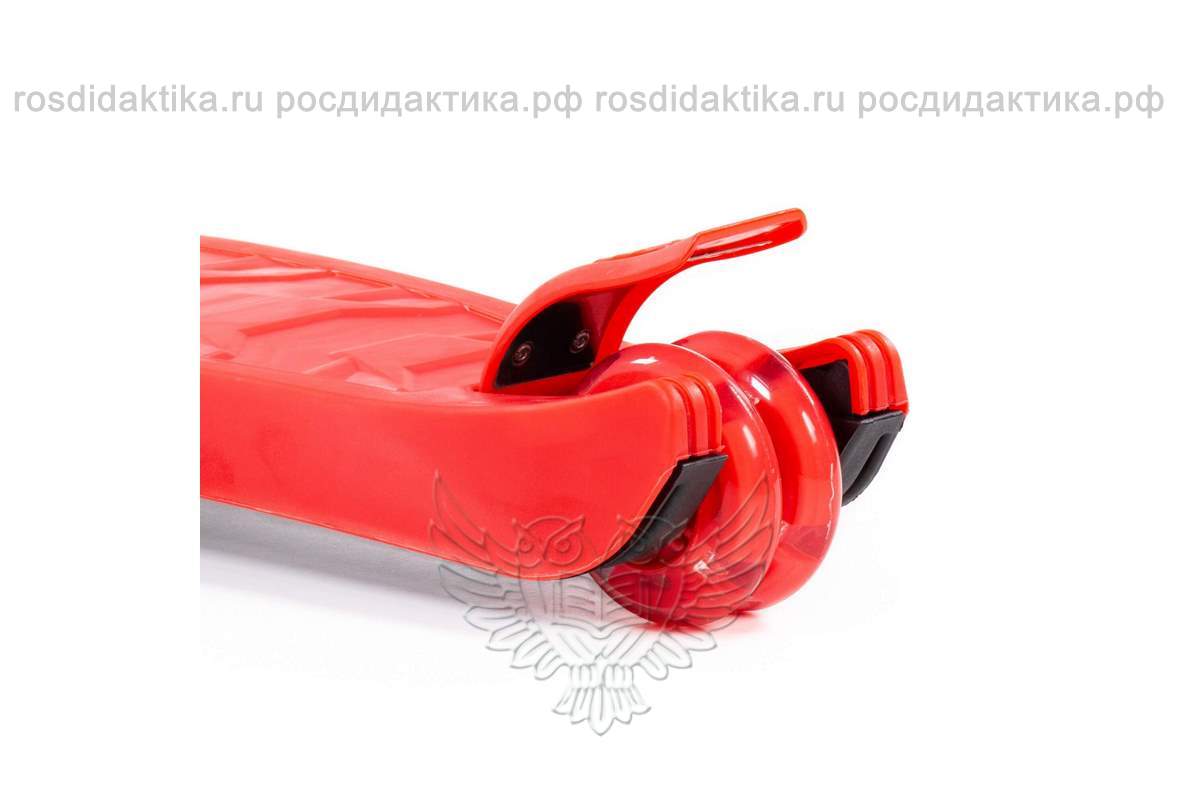 Детский самокат со складной ручкой (красный) (в коробке)