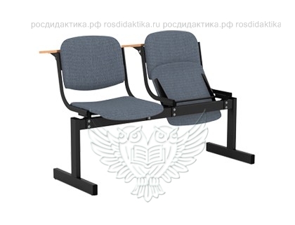Блок стульев двухместный мягкий, м/к, ткань, откидной, лекционный, 1200х560х460/800