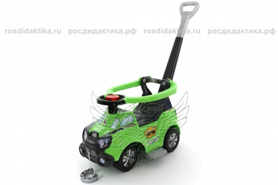 Каталка-автомобиль "Sokol" с ручкой, подножкой и ограждением