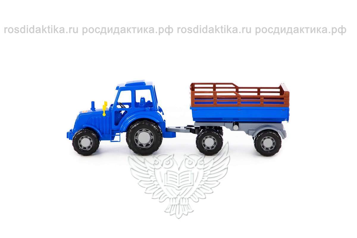 Трактор "Алтай" (синий) с прицепом №2 (в сеточке)