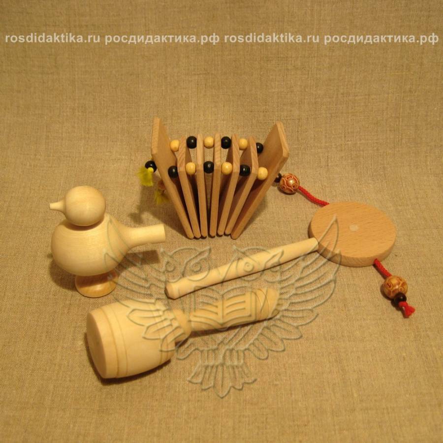 Комплект шумовых музыкальных инструментов без росписи "Каруселька" (2 категория)