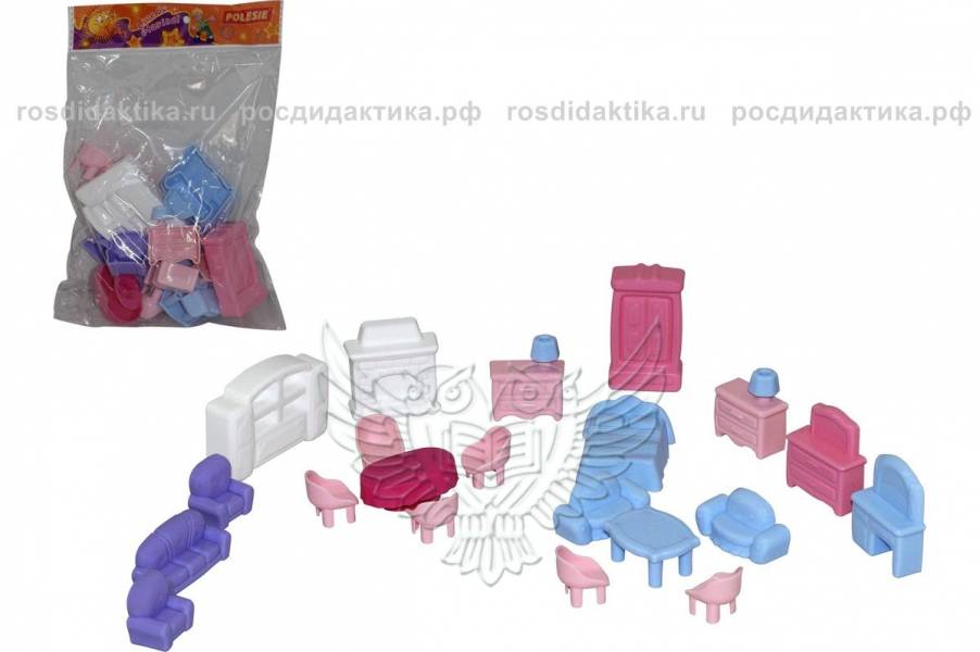 Набор мебели для кукол №5 (21 элемент в пакете) 