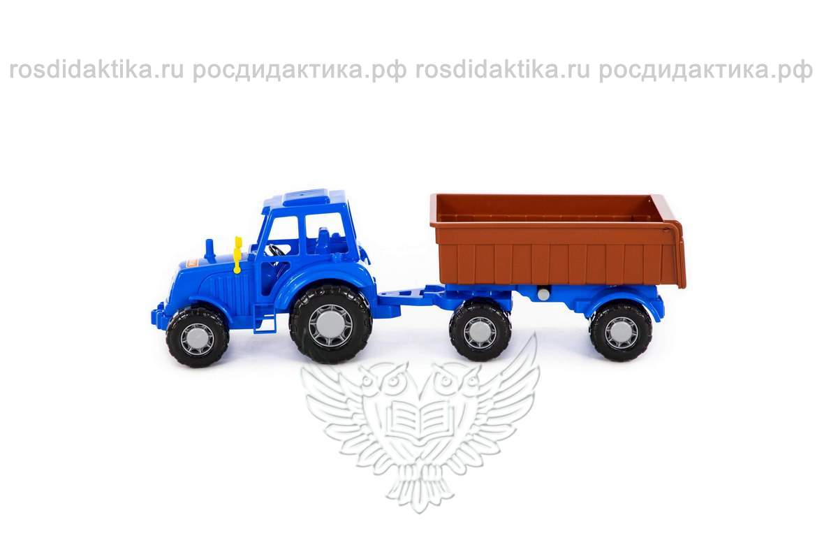 Трактор "Мастер" (синий) с прицепом №1 (в сеточке)