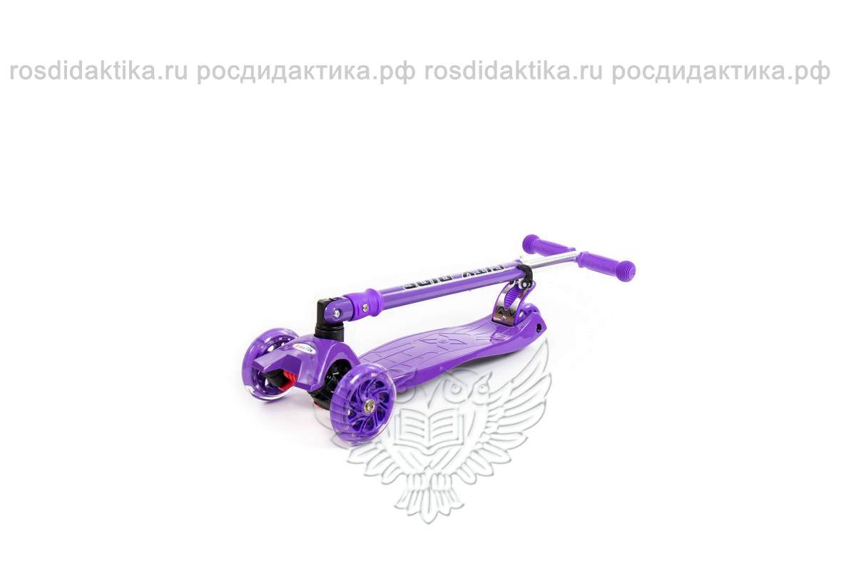 Детский самокат со складной ручкой (фиолетовый) (в коробке)