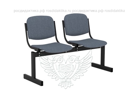 Блок стульев двухместный мягкий, м/к, ткань, неоткидной, 1200х560х460/800