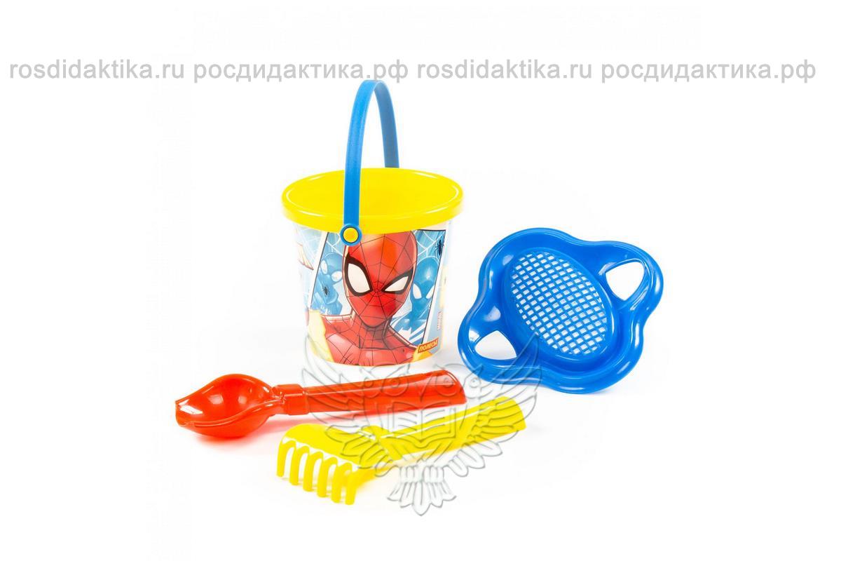Набор Marvel «Человек-Паук» №2: ведро малое с наклейкой, ситечко-цветок, совок №2, грабельки №2
