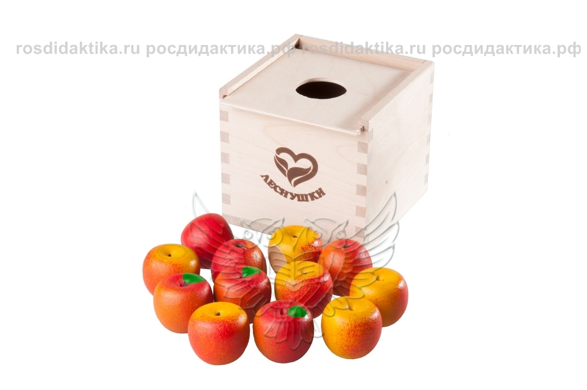 Счетный материал «12 наливных яблочек» в коробочке-сортере
