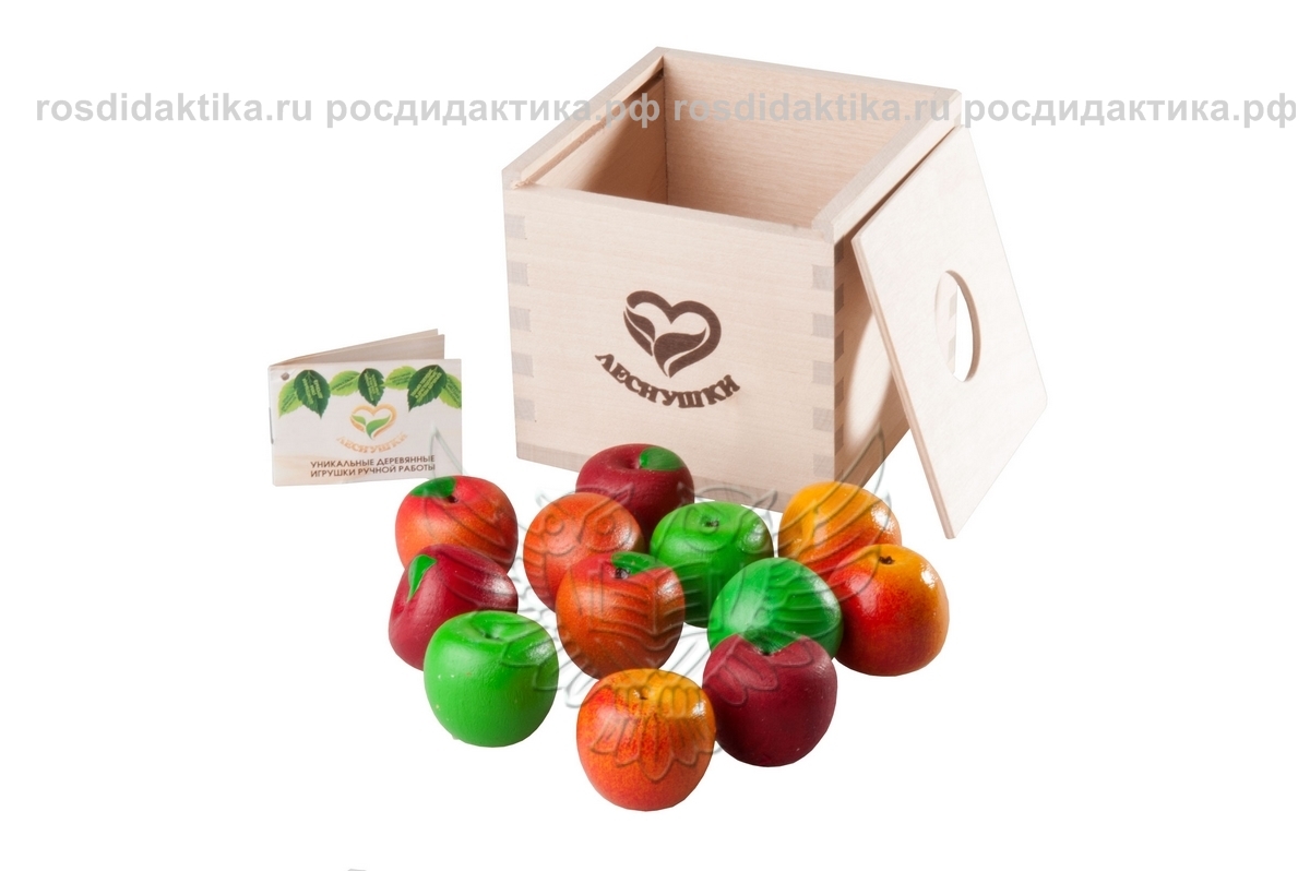 Счетный материал «12 Наливных яблочек - 4 сорта» в коробочке-сортере