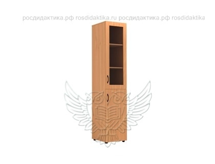 Шкаф для документов узкий со стеклом, ЛДСП (меламин, кант ПВХ), 429х450х2010
