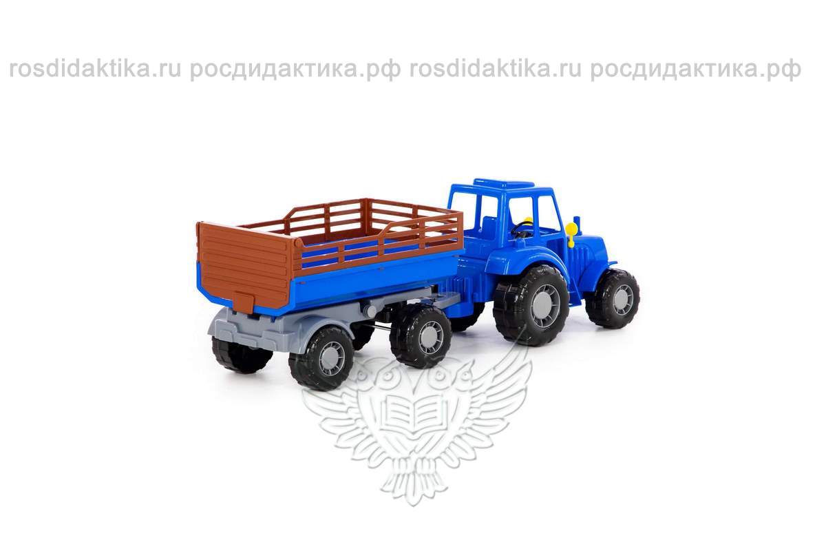 Трактор "Алтай" (синий) с прицепом №2 (в сеточке)