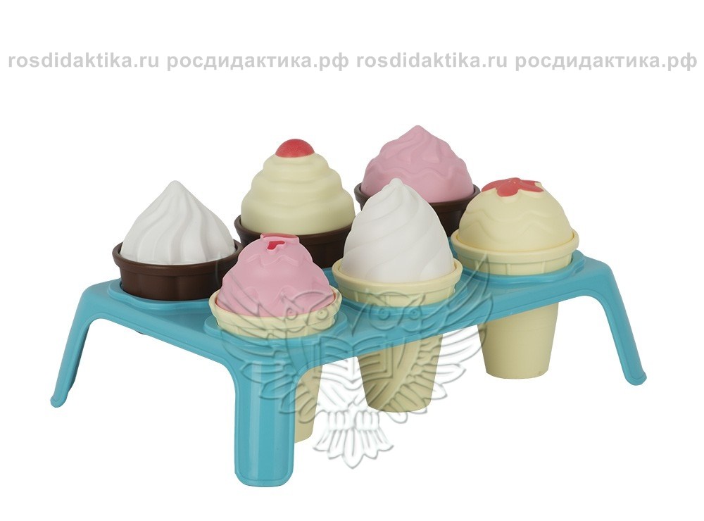 Игровой набор «Лакомка» (7 пр.: мороженое 3 шт., кекс 3 шт., подставка) У577