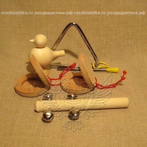 Комплект шумовых музыкальных инструментов без росписи "Бубенцы" (2 категория)